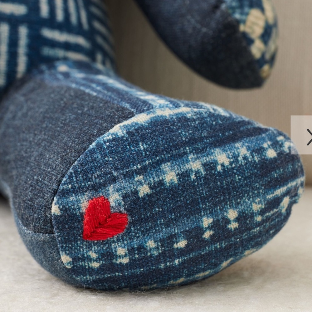 Pottery Barn Nelson Teddy Patchwork Pillow - Blue and Red - Picture 3 of 12